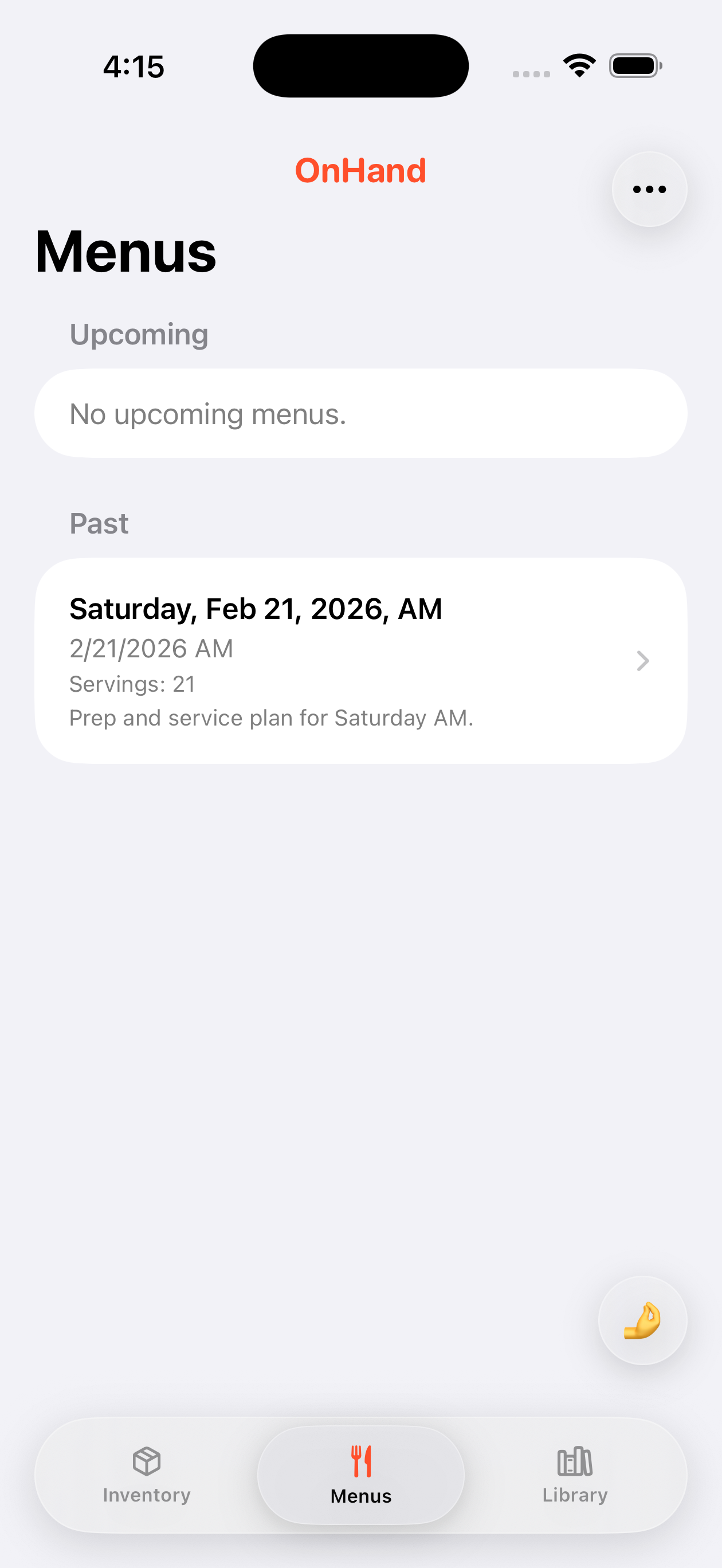 OnHand app interface preview