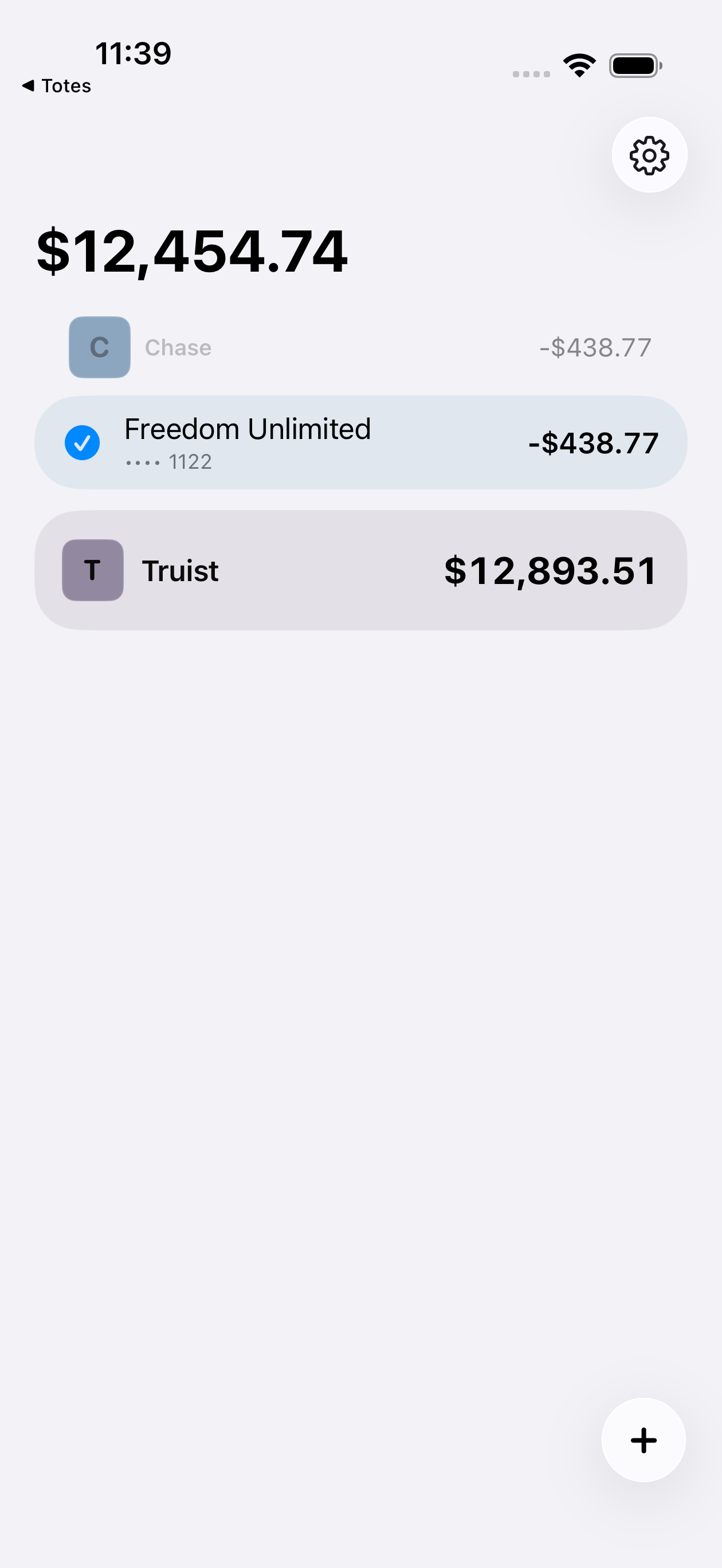 Totals app dashboard preview